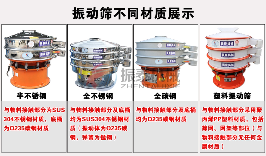 生姜粉振動篩不同材質(zhì)展示